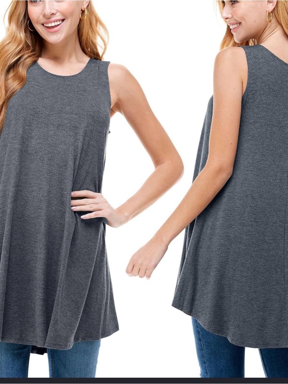 Azules Vibrant blue,dusty purple, denim blue Scoop Neck Tunic. Choose color L
